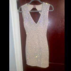 NWT Nude Body con open back rhinestone dress